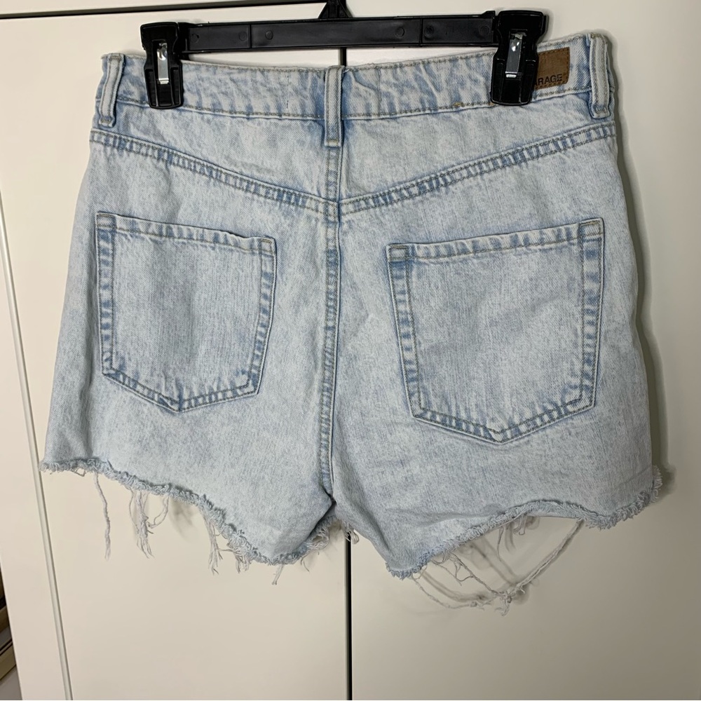 Distressed Patch Cutoff Denim Shorts